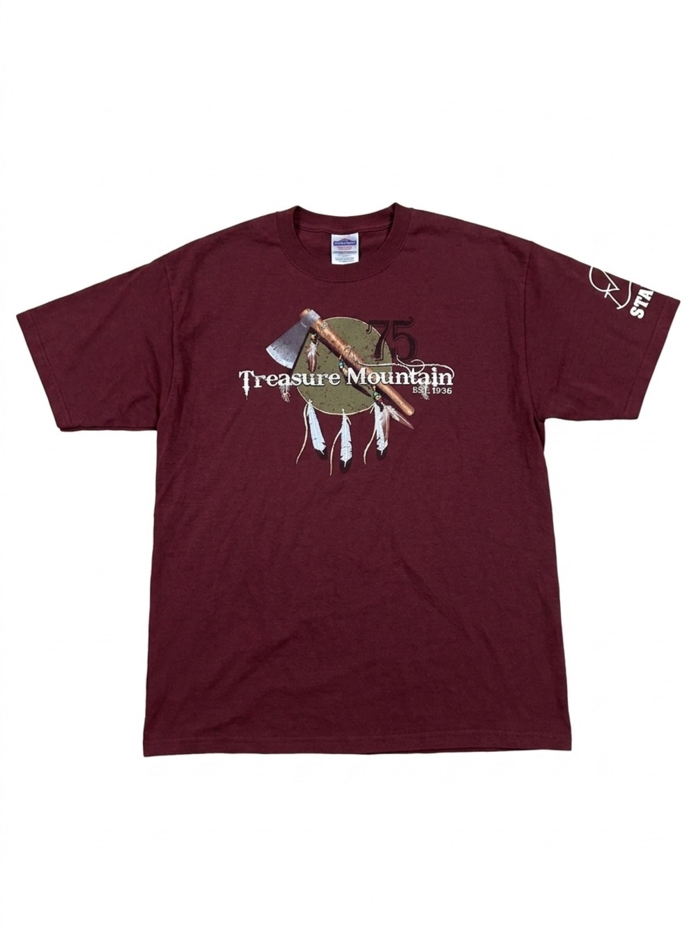 Vintage Treasure Mountain 75th Anniversary T-Shirt Adult Medium Maroon Staff Tee